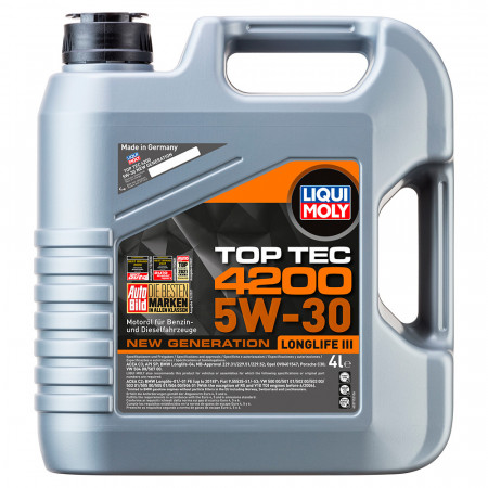 3715-LIQUI MOLY-НС-синтетическое моторное масло LIQUI MOLY Top Tec 4200 5W-30 New Generation 4л-1