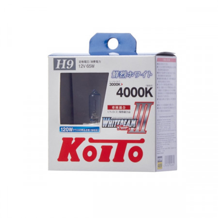 P0759W-Koito-Лампа высокотемпературная Koito Whitebeam H9 12V 65W (120W) 4000K (комплект 2 шт.)-2