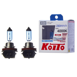 P0758W-Koito-Лампа высокотемпературная Koito Whitebeam H8 12V 35W (70W) 4000K (комплект 2 шт.)-1
