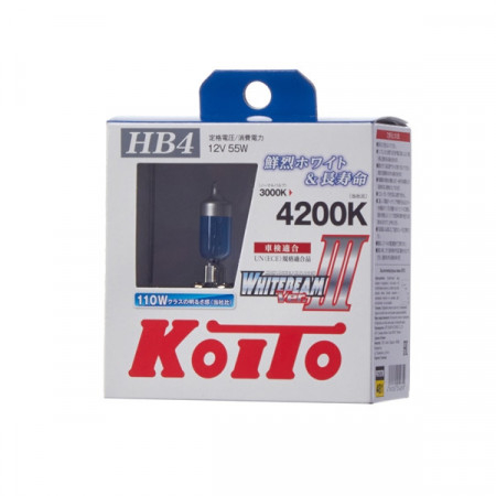P0757W-Koito-Лампа высокотемпературная Koito Whitebeam 9006 (HB4) 12V 55W (110W) 4200K (комплект 2 шт.)-2