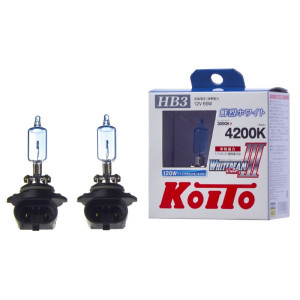 P0756W-Koito-Лампа высокотемпературная Koito Whitebeam 9005 (HB3) 12V 65W (120W) 4200K (комплект 2 шт.)-1