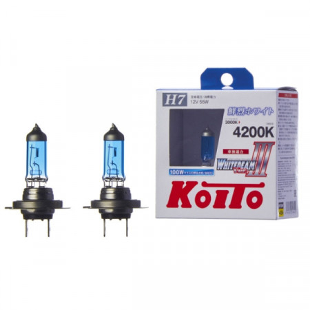 P0755W-Koito-Лампа высокотемпературная Koito Whitebeam H7 12V 55W (100W) 4200K (комплект 2 шт.)-1