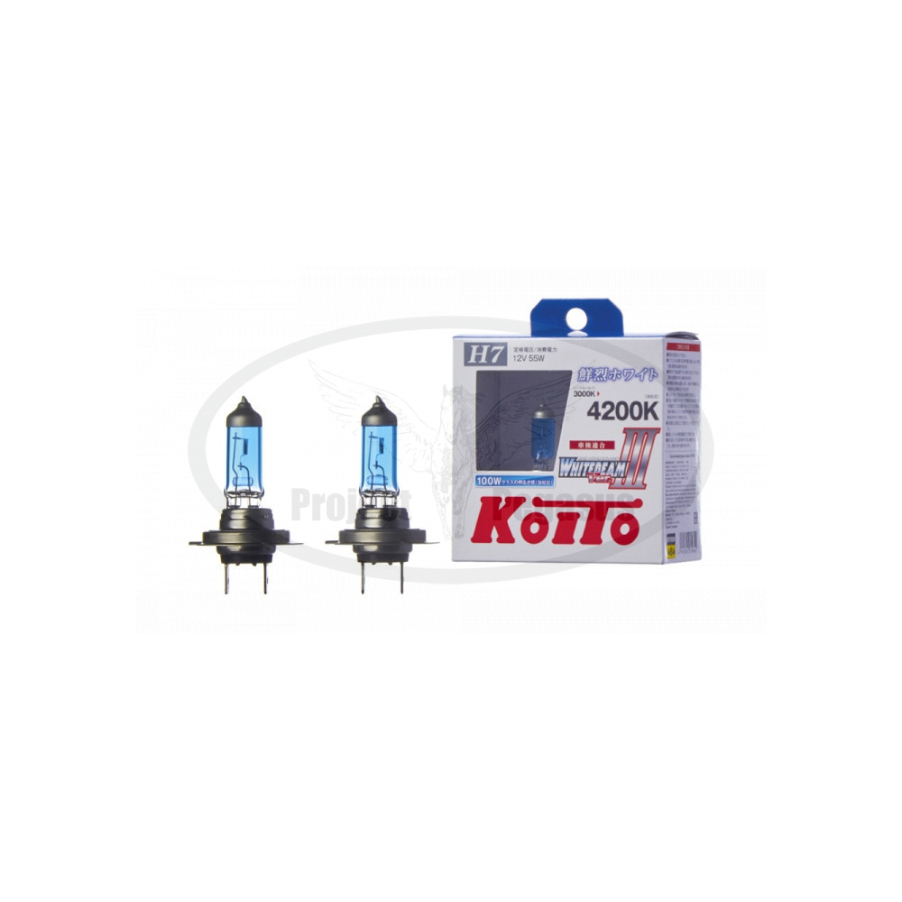 P0755W-Koito-Лампа высокотемпературная Koito Whitebeam H7 12V 55W (100W) 4200K (комплект 2 шт.)-1