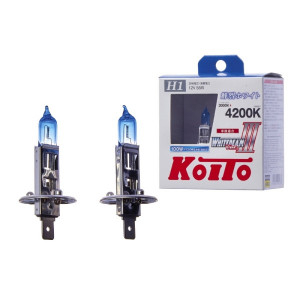 P0751W-Koito-Лампа высокотемпературная Koito Whitebeam H1 12V 55W (100W) 4200K (комплект 2 шт.)-1