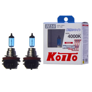 P0749W-Koito-Лампа высокотемпературная Koito Whitebeam H16 12V 19W 4000K (комплект 2 шт.)-1